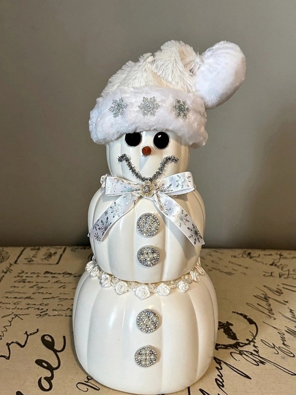 Snowman Holiday Decor in White & Silver